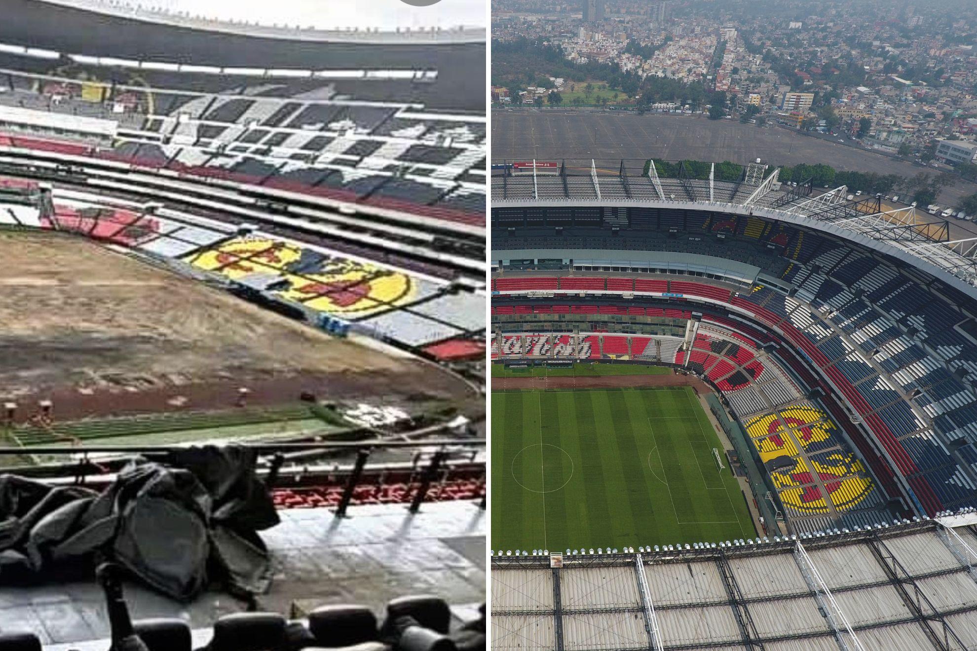 FILTRAN S DE REMODELACIÓN DEL ESTADIO AZTECA: YA DESAPARECE ESCUDO DEL AMÉRICA